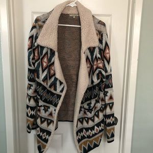 Navajo print Sherpa cardigan